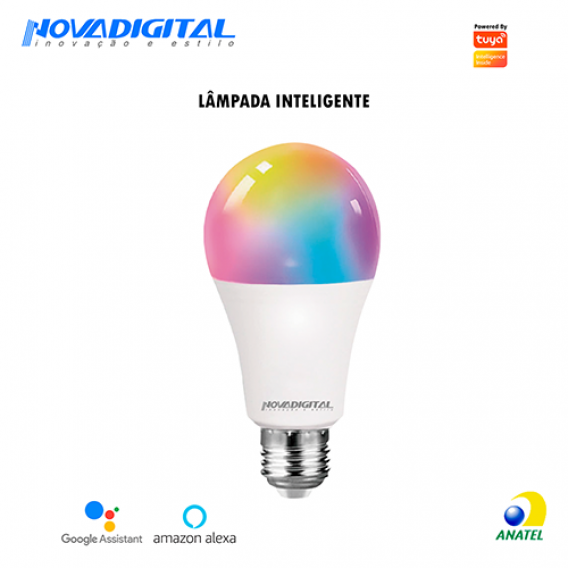 Lâmpada 10w Wi-Fi Inteligente Interação com Musica RBG - Nova Digital